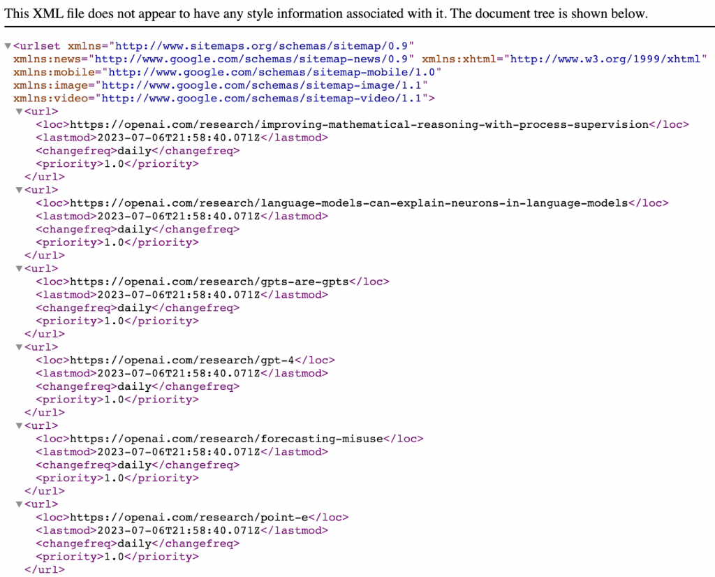OpenAI 的 XML 站点地图 (9)