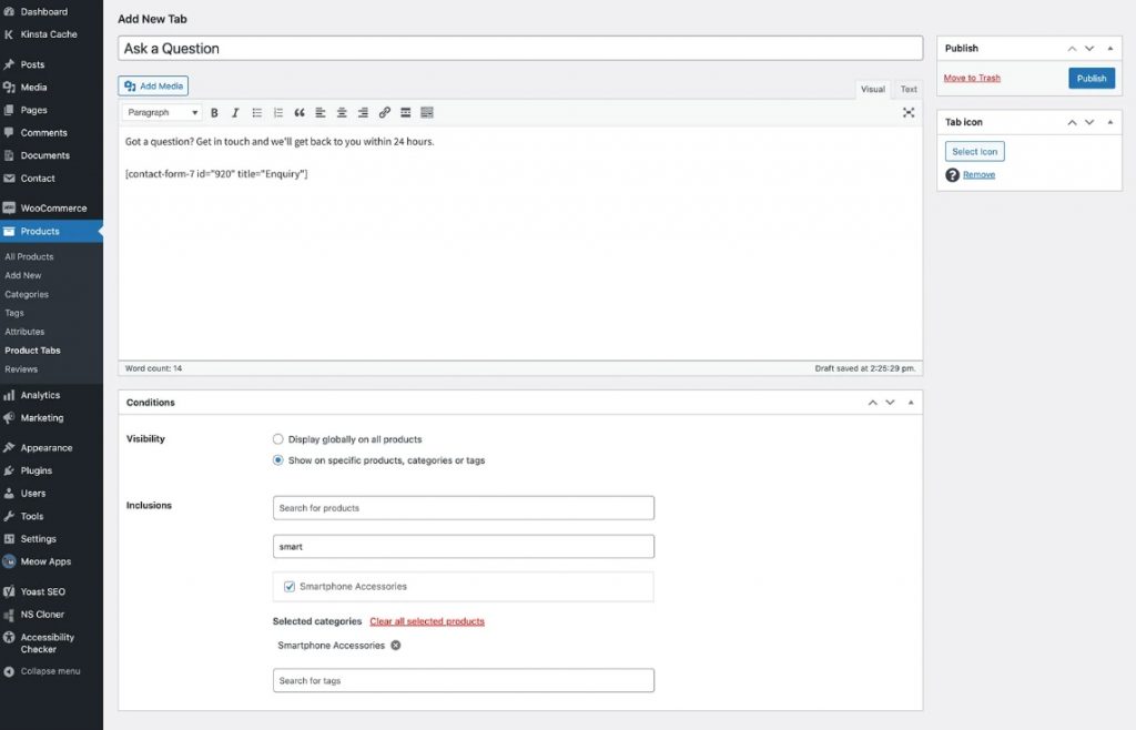 WooCommerce： 在单个产品页面添加新标签 (2)